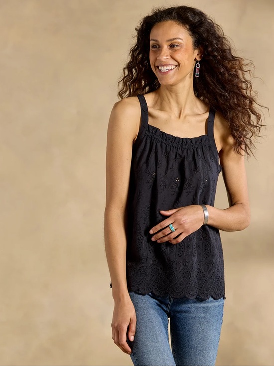 Sundance Tops - Sundance 100% Cotton Scalloped Hem Eyelet Embroidered Tank Top Boho
Black Small
